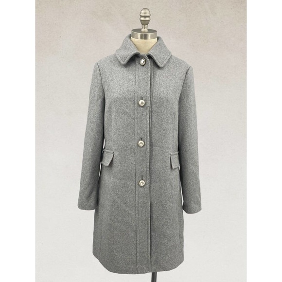 KATE SPADE NEW YORK Reefer Wool Peacoat Heather Grey Size Medium